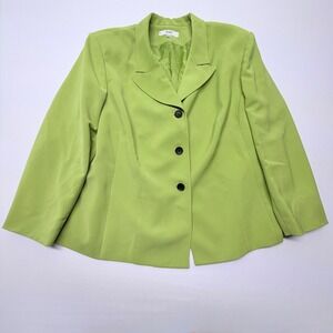 Le Suit Essentials Lime Green 3-Button Blazer Jacket Plus Size 24W Professional